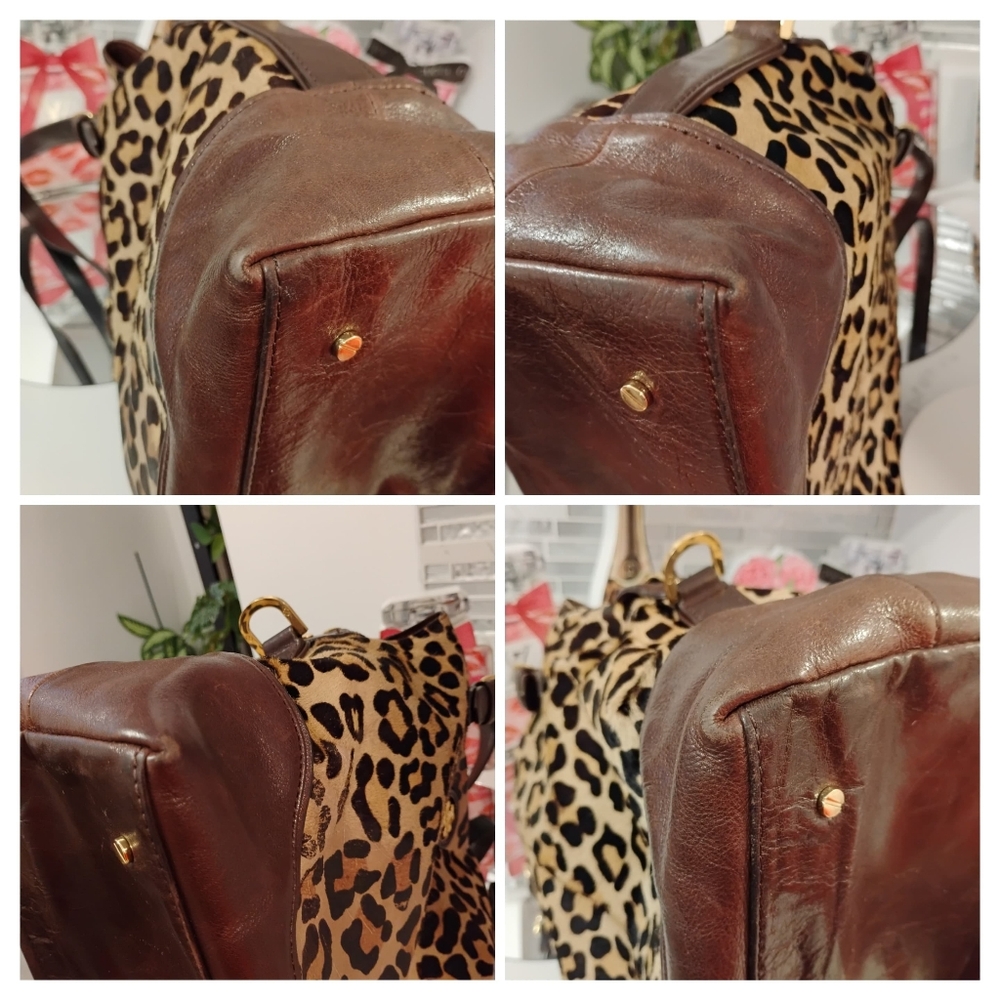 Tory Burch Tote - Leopard Calf Hair & Brown Leather-Trim GHW - Picture 9 of 16
